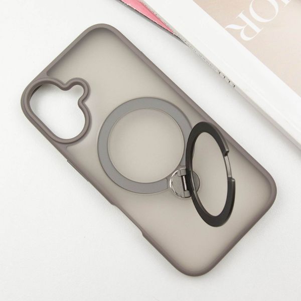Чохол TPU+PC Metal Buttons with MagSafe Colorful HQ Ring для iPhone 16 (6.1") Grey 555-00628 фото