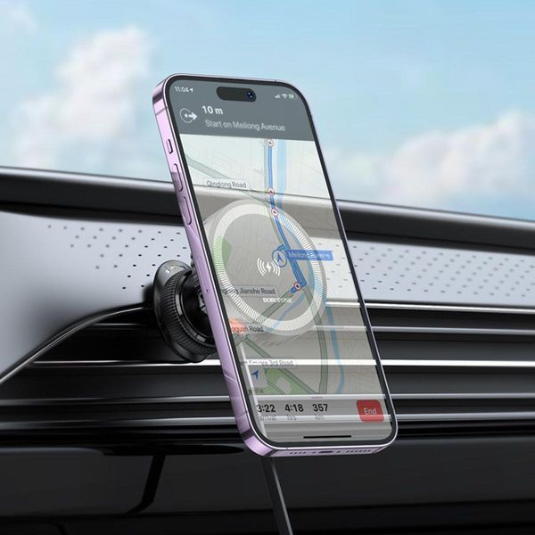 Тримач для мобiльного з БЗП BOROFONE BH207 Mona retractable magnetic wireless fast charging car holder(air 656-00524 фото