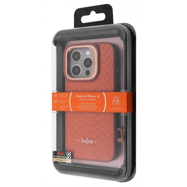 Чехол Kajsa Snake Pattern with Magnetic Ring iPhone 16 Light gray 656-08147 фото