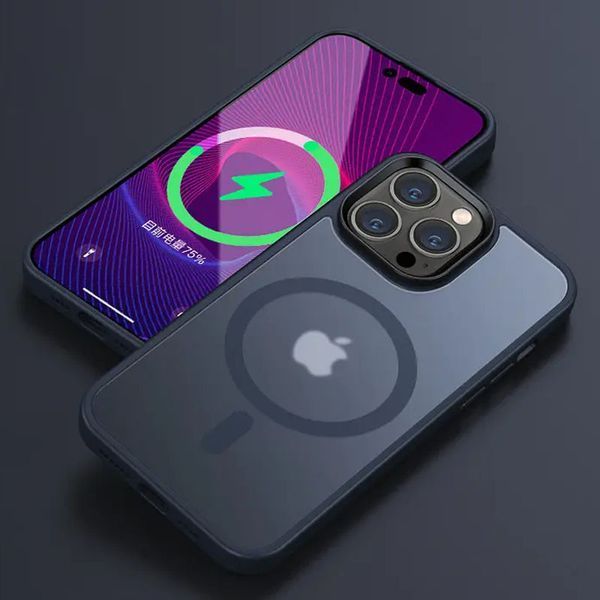 TPU+PC чохол Metal Buttons with MagSafe Colorful для Apple iPhone 12 Pro Max (6.7") Navy Blue 555-03096 фото