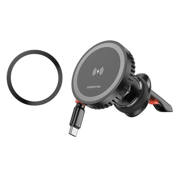 Тримач для мобiльного з БЗП BOROFONE BH207 Mona retractable magnetic wireless fast charging car holder(air 656-00524 фото