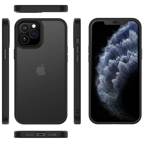 TPU+PC чехол Metal Buttons для Apple iPhone 12 Pro / 12 (6.1") Черный 777-08354 фото