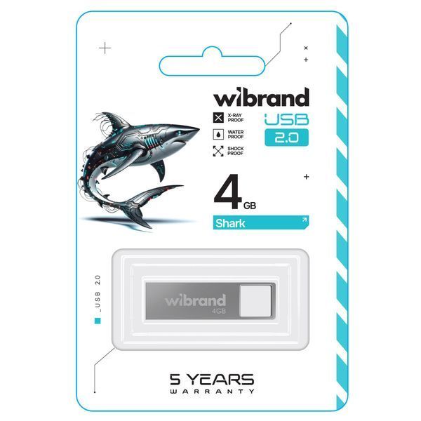 Флеш-накопичувач Wibrand USB 2.0 Shark 4Gb Silver WI2.0/SH4U4S фото