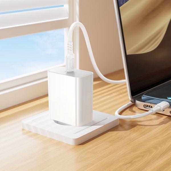 Сетевое зарядное устройство з кабелем BOROFONE BA107A Stellar single port PD30W charger set (C to C) (EU) White 6941991125362 фото