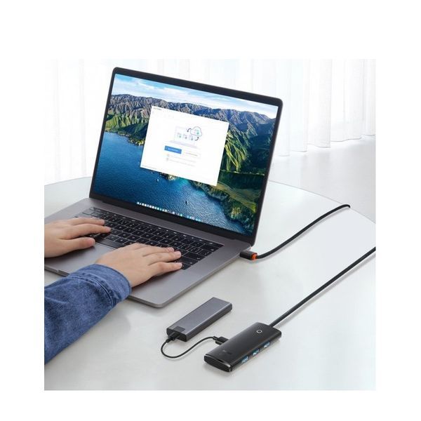 USB-хаб Baseus Lite Series 4-Port USB-A HUB Adapter (USB-A to USB 3.0*4 ) 1m Black WKQX030101 фото