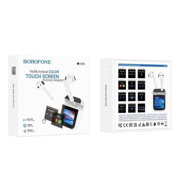 Бездротові навушники BOROFONE BW86 Brocade true wireless BT headset with touch screen White 656-03841 фото