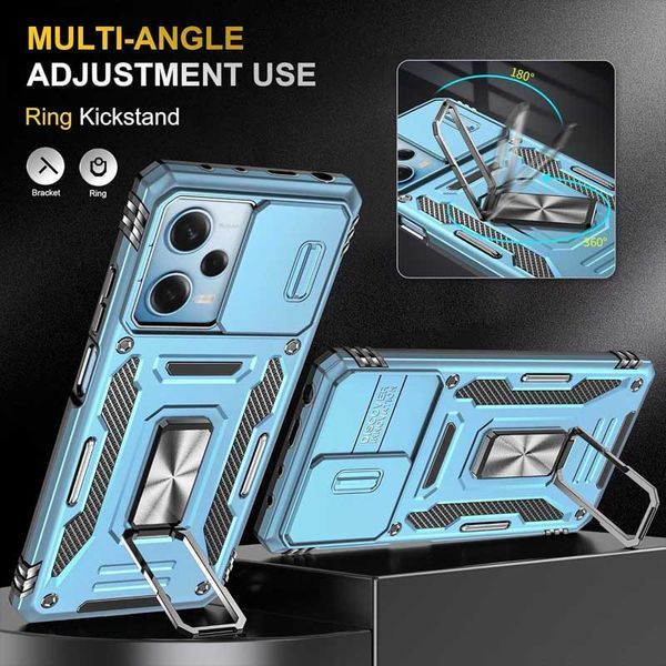 Ударостійкий чохол Camshield Army Ring для Xiaomi Redmi 12 / Poco M6 Pro 5G Light Blue 777-05012 фото