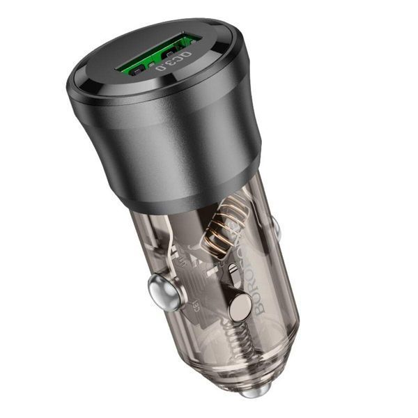 Автомобільний зарядний пристрій BOROFONE BZ23 Noble single-port QC3.0 car charger Transparent Black 656-00309 фото