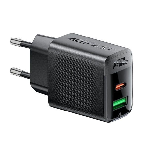 Сетевое зарядное устройство ACEFAST A98 PD30W GaN (USB-C+USB-A) charger Black 656-01284 фото
