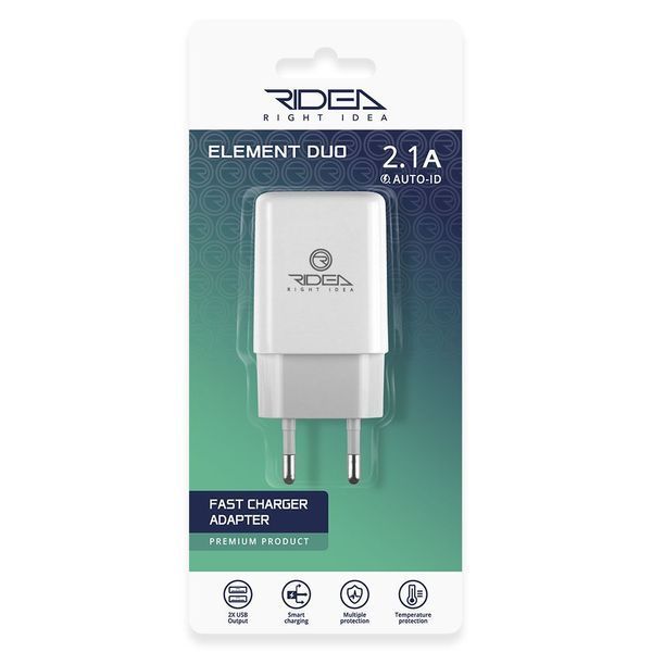Сетевое зарядное устройство Ridea RW-21011 Element Duo 2.1 A 10.5W Белое 209-00180 фото