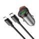 Автомобильное зарядное устройство HOCO NZ16A Rigorous 43W dual port PD25W+QC3.0 car charger set(C to iP) Metal Grey 6942007644754 фото 3