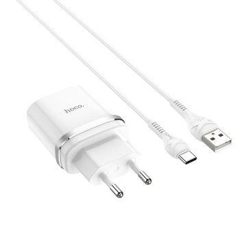 Сетевое зарядное устройство с кабелем HOCO C12Q Smart QC3.0 charger set(Type-C) 18W White 6931474716309 фото