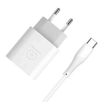 Комплект быстрой зарядки WUW T72 TYPE-C PD 20W USB 18W + USB-кабель Type-C - Lightning Белый 209-00259 фото