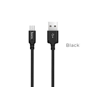 Кабель HOCO X14 USB to Micro 2A, 2m, nylon, aluminum connectors, Black 6957531062905 фото