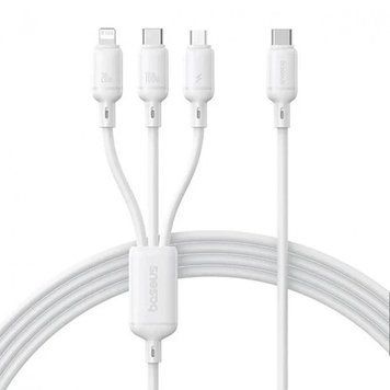 Кабель Baseus Silky One-for-Three Fast Charging Type-C to Micro USB+Lightning+Type-C 100W 1.5m White P10377706213-00 фото