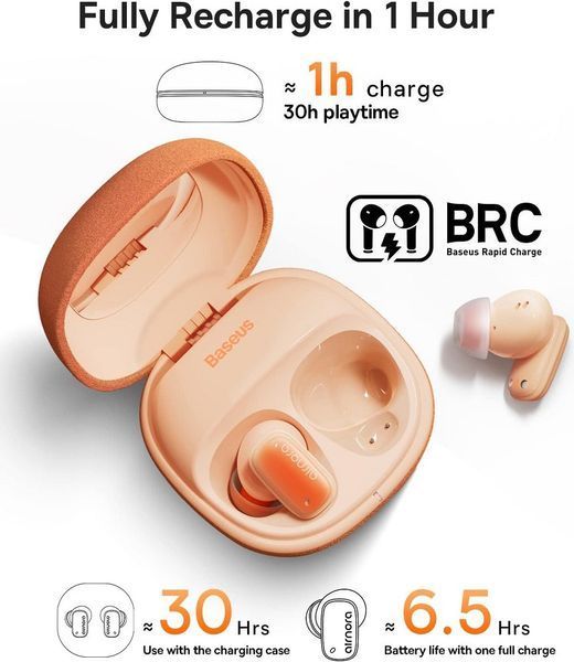 Беспроводные наушники TWS Baseus AirNora 2 , ANC, Gradient Orange NGTW320207 фото