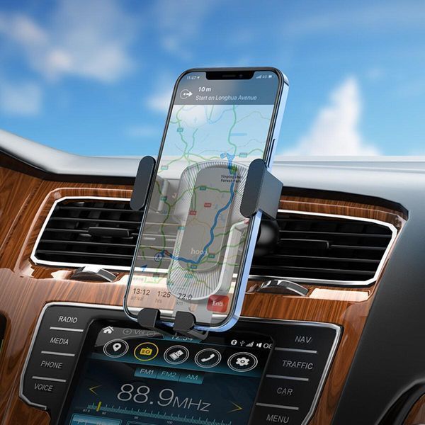 Держатель для мобильного HOCO CA103 vertical and horizontal air outlet gravity car holder Black Metal Gray 656-00473 фото