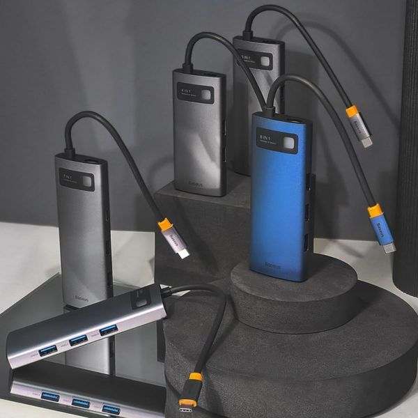 USB-Хаб Baseus Metal Gleam Series 6-in-1 Type-C Gray CAHUB-CW0G фото