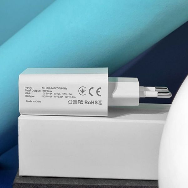 Сетевое зарядное устройство Proove Rapid 20W (Type-C + USB) white 656-02622 фото