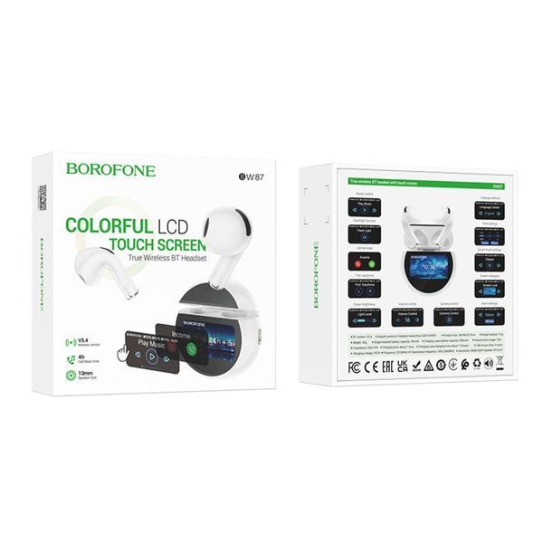 Бездротові навушники BOROFONE BW87 Mist true wireless BT headset with touch screen White 656-03842 фото