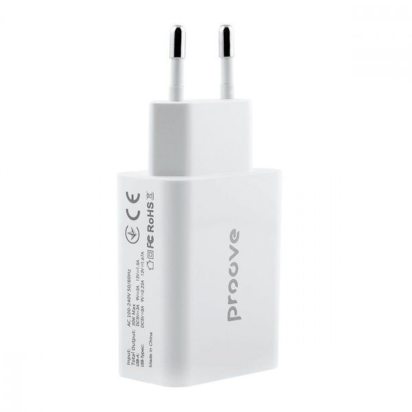 Сетевое зарядное устройство Proove Rapid 20W (Type-C + USB) white 656-02622 фото