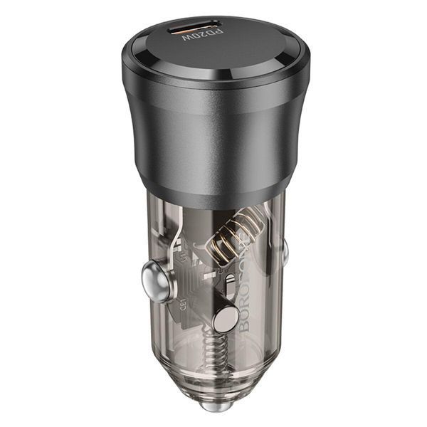 Автомобільний зарядний пристрій BOROFONE BZ24 Clever single port PD20W car charger Transparent Black 656-00310 фото