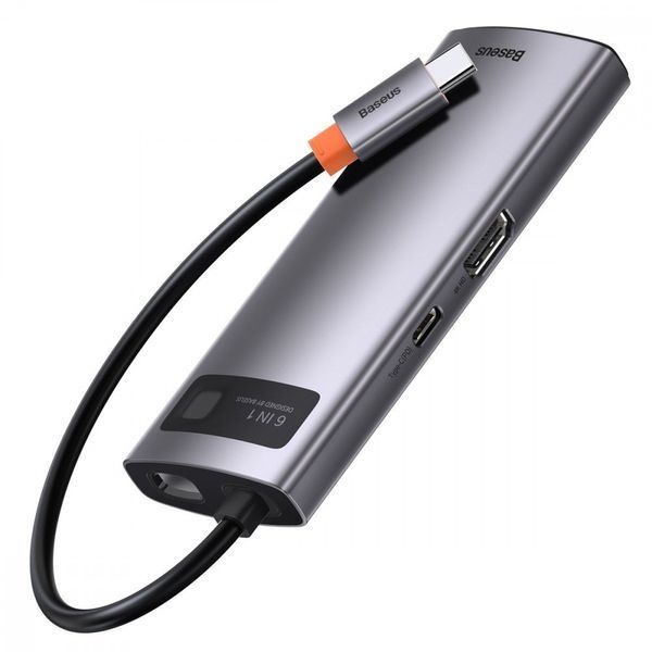 USB-Хаб Baseus Metal Gleam Series 6-in-1 Type-C Gray CAHUB-CW0G фото