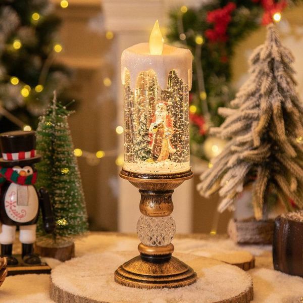 Нічник Різдвяна свічка з фігурами, блискітками, підсвічуванням та музикою (від мережі, 3*AAA) 26см 1 300-00051 фото