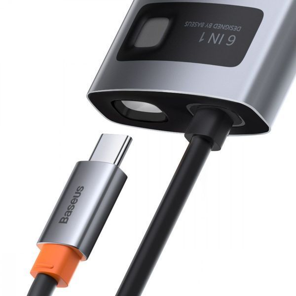 USB-Хаб Baseus Metal Gleam Series 6-in-1 Type-C Gray CAHUB-CW0G фото