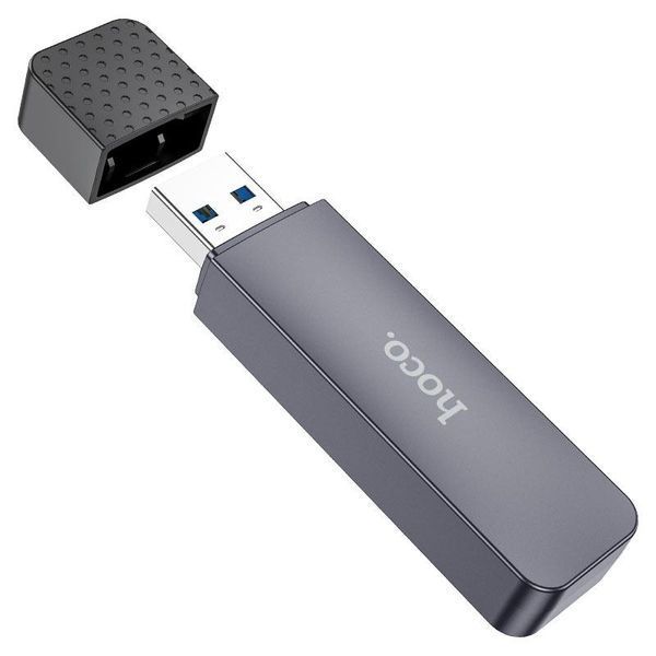 Кардридер HOCO HB45 Spirit 2-in-1 USB 3.0 card reader Metal Gray 6942007620505 фото