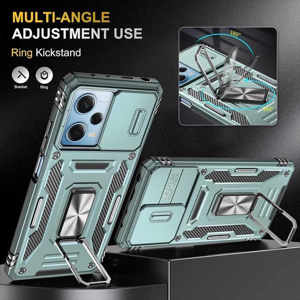Ударостійкий чохол Camshield Army Ring для Xiaomi Redmi 12 / Poco M6 Pro 5G Light Green 777-05013 фото