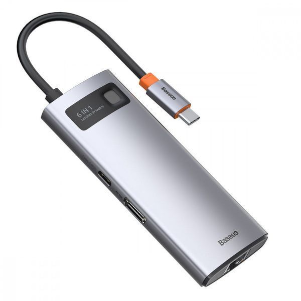 USB-Хаб Baseus Metal Gleam Series 6-in-1 Type-C Gray CAHUB-CW0G фото