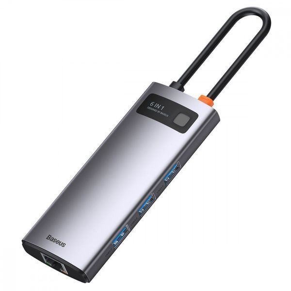 USB-Хаб Baseus Metal Gleam Series 6-in-1 Type-C Gray CAHUB-CW0G фото