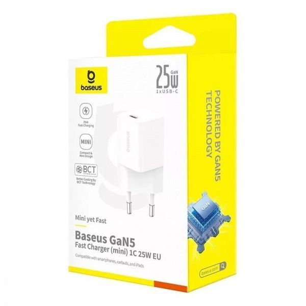 Мережевий зарядний пристрій Baseus GaN5 Fast Charger (mini) 1C 25W EU Moon White 656-01285 фото