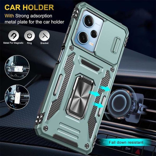 Ударостійкий чохол Camshield Army Ring для Xiaomi Redmi 12 / Poco M6 Pro 5G Light Green 777-05013 фото