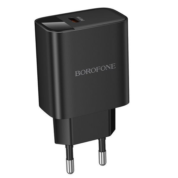 Мережевий зарядний пристрій BOROFONE BA97A Ilustre single-port PD30W charger with digital display (EU) Black 6941991120480 фото