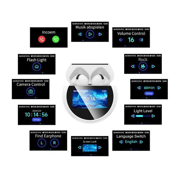 Бездротові навушники BOROFONE BW87 Mist true wireless BT headset with touch screen White 656-03842 фото