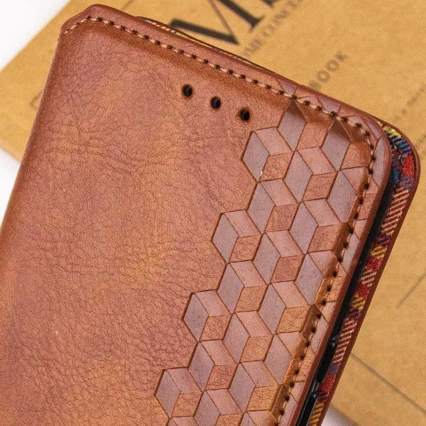 Шкіряний чохол-книжка GETMAN Cubic для Xiaomi Redmi Note 13 5G Коричневий 555-01748 фото