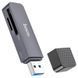 Кардридер HOCO HB45 Spirit 2-in-1 USB 3.0 card reader Metal Gray 6942007620505 фото 3