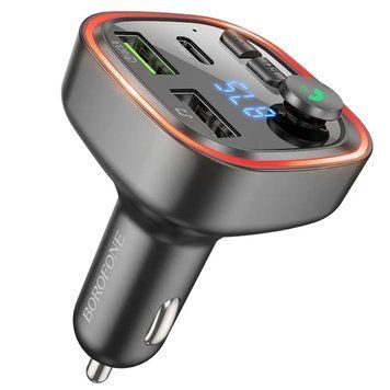 АЗП з FM-модулятором BOROFONE BC48 Broad QC3.0 car BT FM transmitter 18W Black 6941991104039 фото
