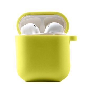 Силиконовый футляр с микрофиброй для наушников Airpods 1/2 Bright Yellow 203-00209 фото