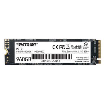 Накопитель SSD M.2 Patriot P310 960GB NVMe 2280 PCIe 3.0x4 3D NAND TLC P310P960GM28 фото