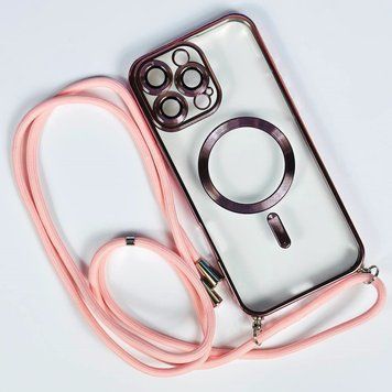 Чехол Crossbody Lanyard with Magsafe с шнурком для iPhone 12 Pink 214-02602 фото
