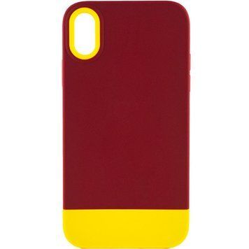 Чехол TPU+PC Bichromatic для Apple iPhone X / XS (5.8") Brown burgundy / Yellow 555-03894 фото