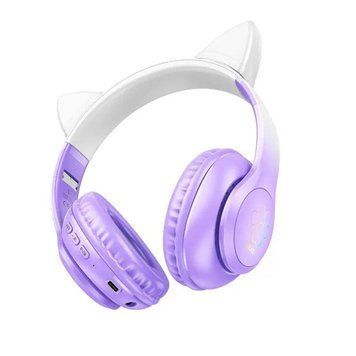 Беспроводные накладные наушники HOCO W42 Cat ears BT headphones Purple Grape 656-03807 фото