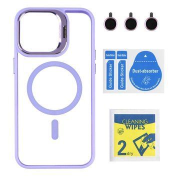 Чехол TPU+PC+Metal Stand Case with MagSafe and Camera Lenses для iPhone 14 Pro Max Purple 214-03668 фото
