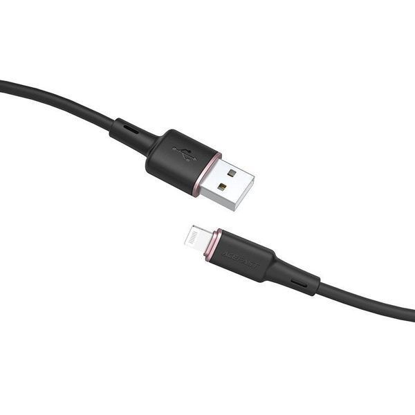 Кабель ACEFAST C2-02 USB to iP 2.4A, 1.2m, silicone, zinc connectors, Black AFC2-02B фото