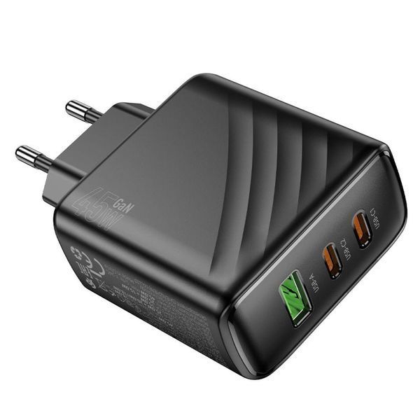 Мережевий зарядний пристрій Hoco CS26A 2USB-C/1USB PD/QC 45W Чорний 209-00351 фото