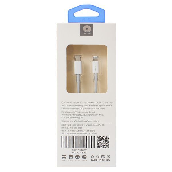 Кабель Data Cable WUW X123 USB-C to lightning 18w Швидка зарядка 1 м Білий 209-00015 фото