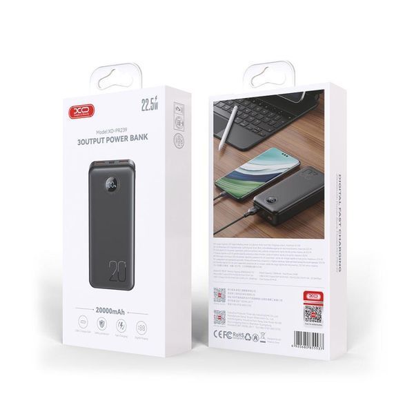 Power Bank XO PR239 PD20W/QC 22.5W digital display 20000 mAh Черный 656-01507 фото